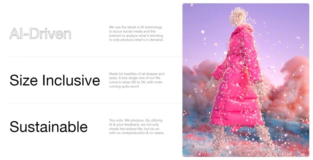 独具特色的女装时尚dtc品牌，主打ai设计和前卫风