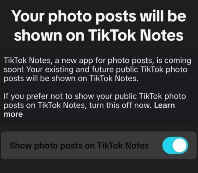 tiktok扩展社交版图，新应用tiktok notes挑战图片分享市场