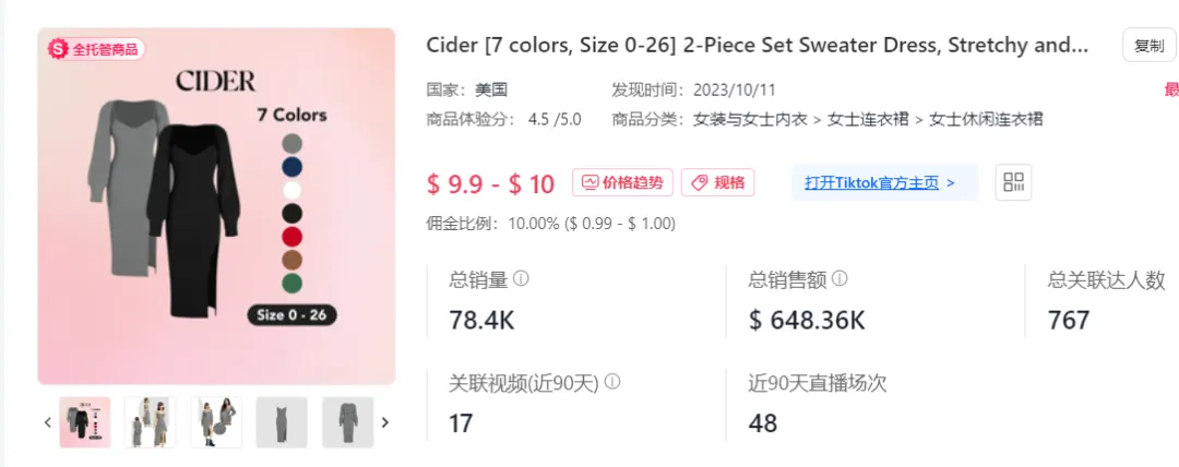 日销9.52万件！全托管小店爆量登榜 | tiktok美国小店周榜