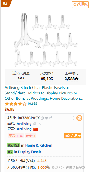亚马逊选品-数据分析第2期 亚克力卡片展示架